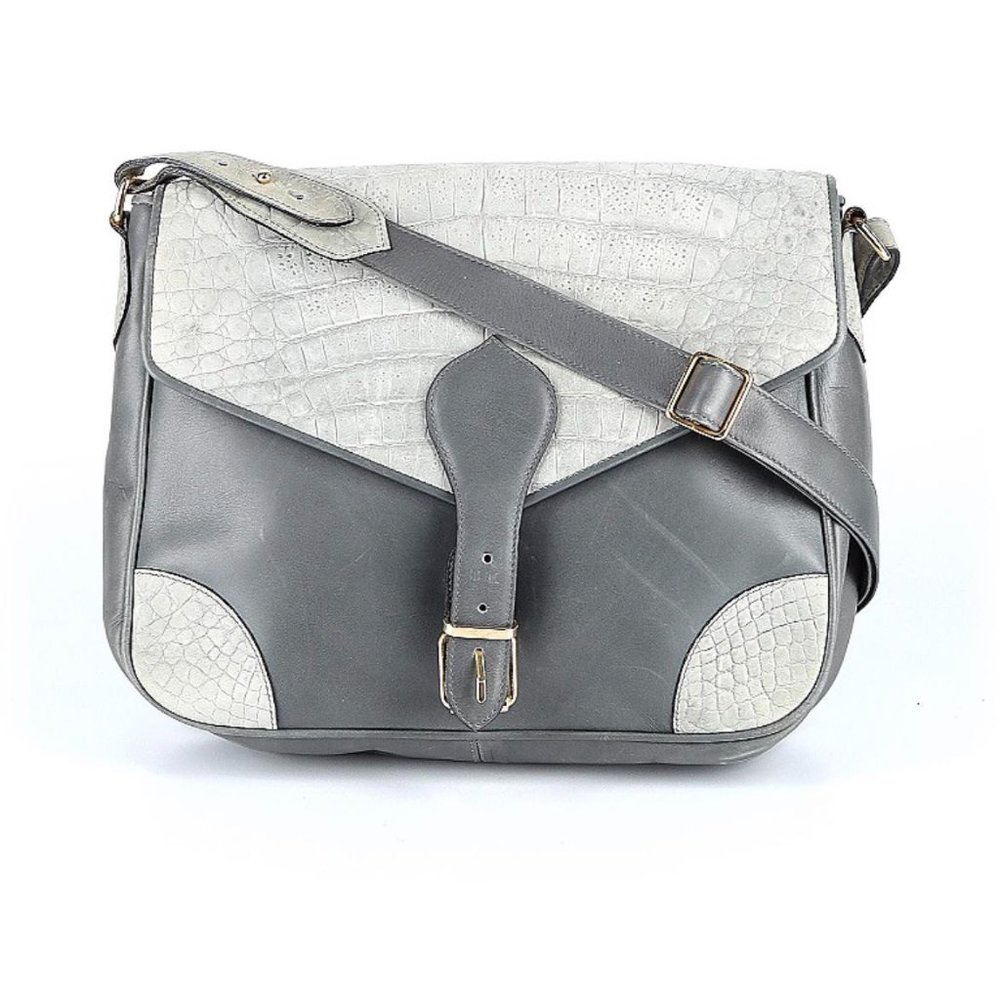 Lederer gray leather crossbody handbag